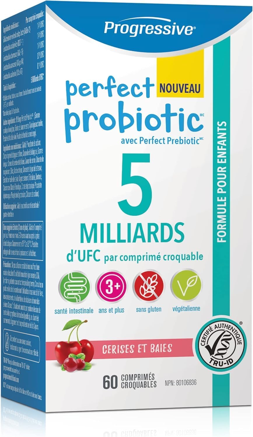 Progressive Perfect 益生菌儿童咀嚼片 5B,60 粒樱桃莓果味