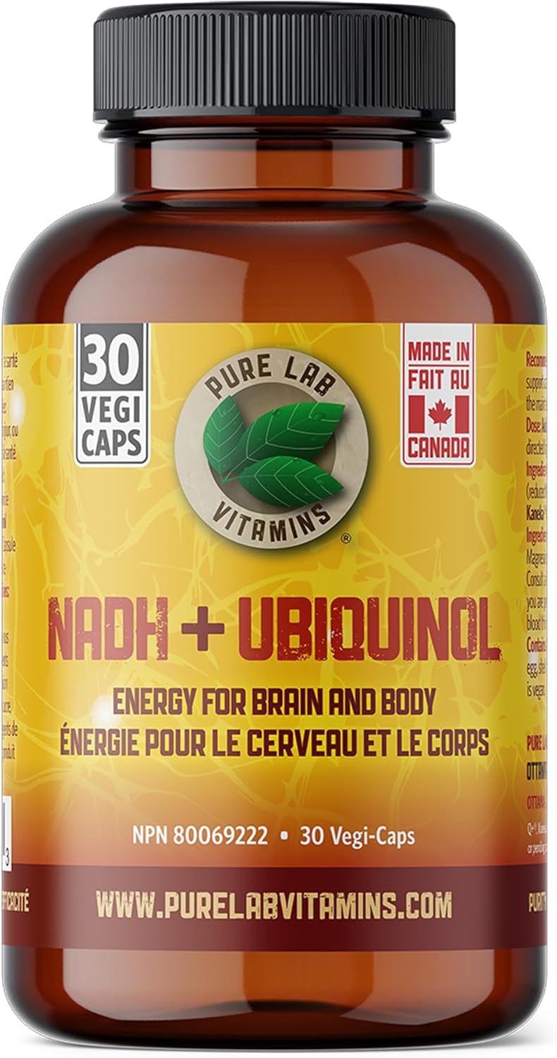 Pure Lab Vitamins | NADH Nicotinamide Adenine Dinucleotide + Coq10 Ubiquinol | 30 Capsules | Vitamin B3 Supplement | B3 Vitamin Nicotinamide Supplement | Brain Energy, Mental Clarity Supplemet