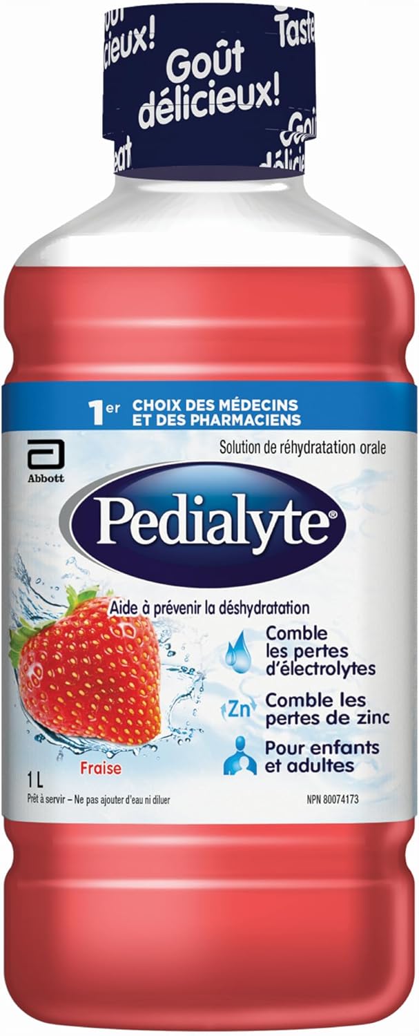 Pedialyte Electrolyte Oral Rehydration Solution, Strawberry, 1-L Bottle