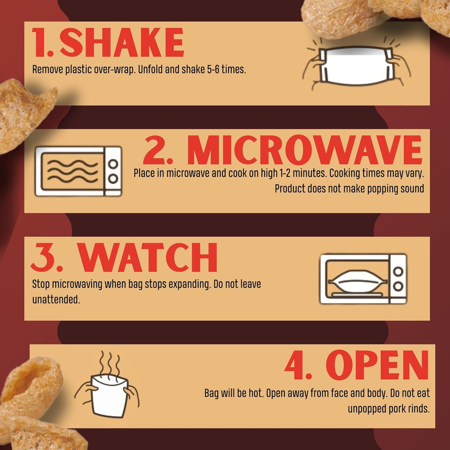 Lowrey's Original Bacon Curls, Microwave Pork Rinds (Chicharrones), 1.75 Ounce Package, 18 Count