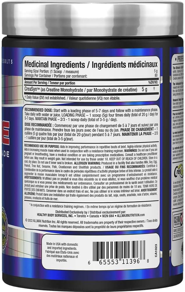 ALLMAX Nutrition - 肌酸一水合物,微粉化肌酸粉,用于增强力量和肌肉恢复,无麸质且快速吸收 400 克