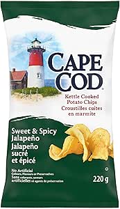Cape Cod Potato Chips - Gluten Free Sweet & Spicy Jalapeno, 12 x 220 gr (Pack of 12)