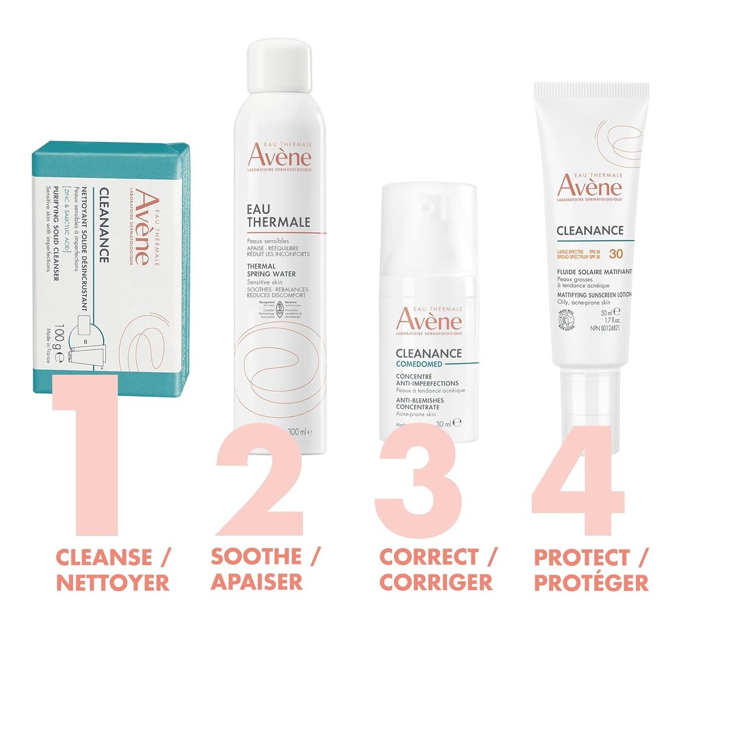 Eau Thermale Avène Cleanance Purifying Solid Cleanser, For Oily and Sensitive Acne-Prone Skin, With Salicylic Acid, Non-Comedogenic, 100 g