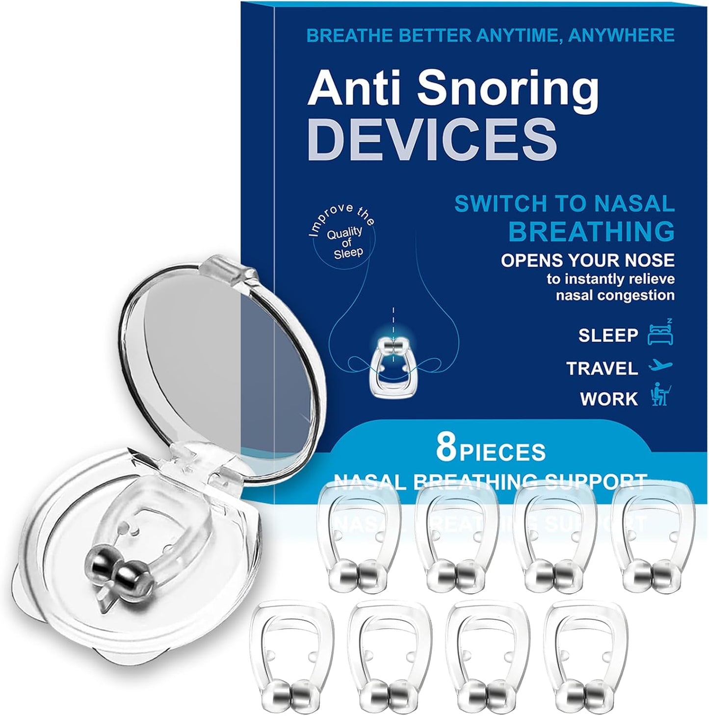 防打鼾装置,硅胶磁性防打鼾鼻夹,可调节磁铁的打鼾鼻夹