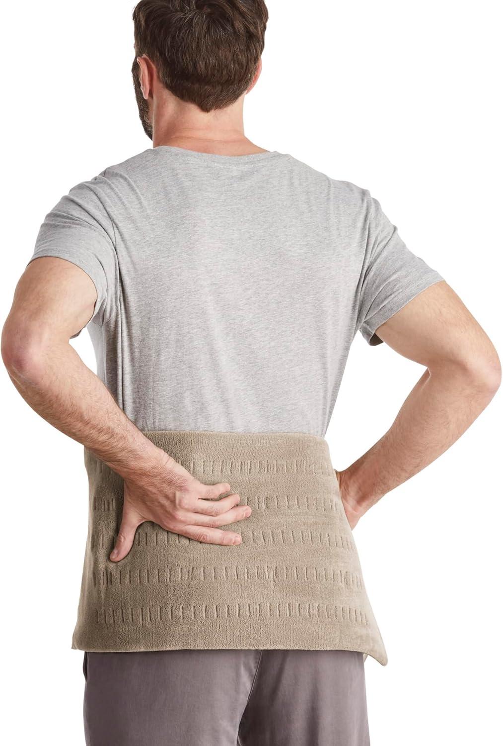 Sunbeam 高級特大號加熱墊,帶緊湊存儲 - 濕潤集成加熱墊,緩解疼痛,4 種加熱設置,2 小時自動關閉,米色