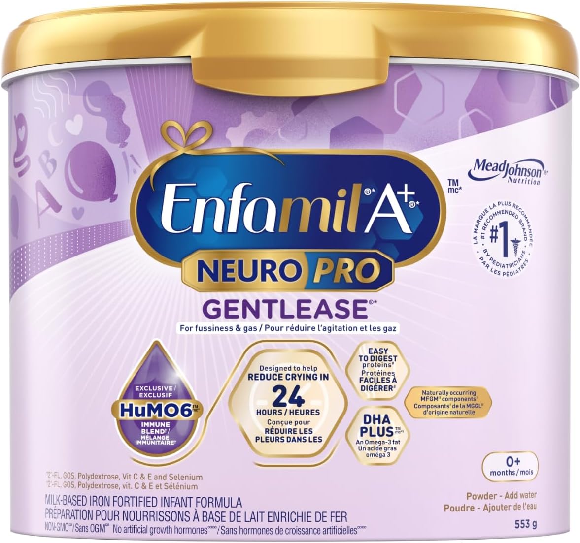 Enfamil A+ NeuroPro Gentlease 婴儿配方奶粉,含健脑 DHA,0-12 个月,553 克
