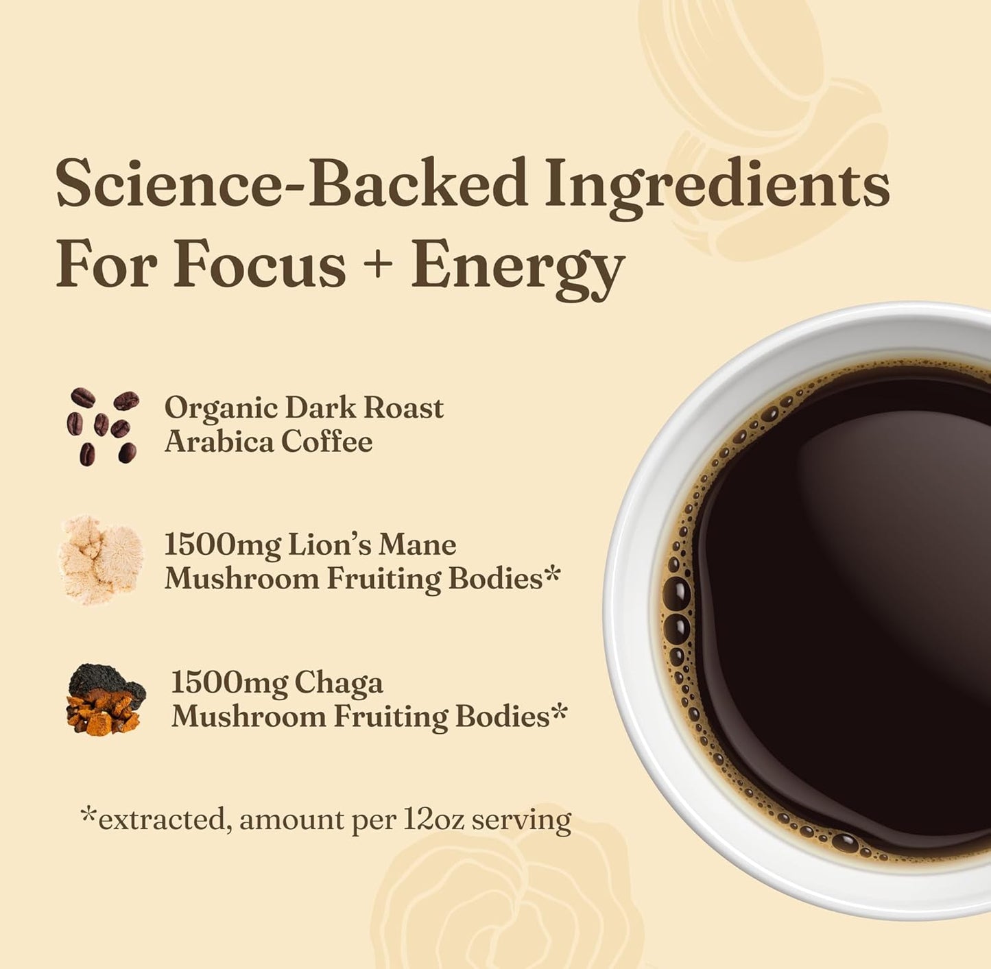 Four Sigmatic Think 蘑菇研磨咖啡 | 有机研磨咖啡,含猴头菇和白桦茸 | 益智蘑菇咖啡,有助于提高注意力和增强免疫力 | 340克/袋