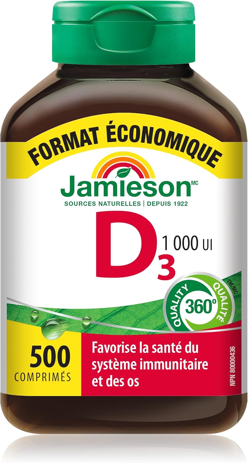 Jamieson 姜黄素,90 片装 - 超值装 & 维生素 D 1,000IU 500 片