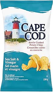 Cape Cod Potato Chips - Gluten Free Sea Salt & Vinegar, 12 x 220 gr (Pack of 12)