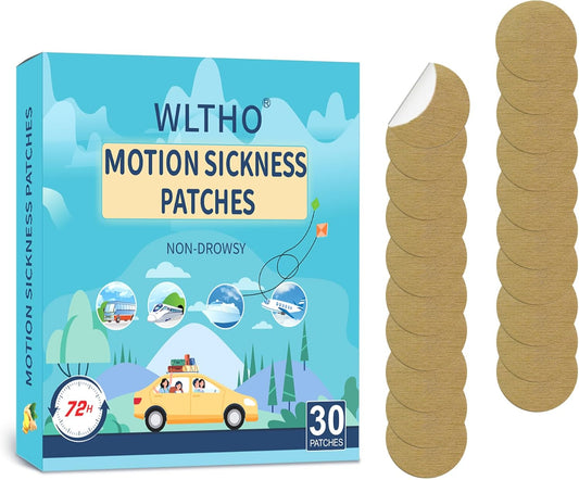WLTHO 30片晕车贴,不瞌睡,邮轮旅行必备晕船贴,防水耳后贴,棕褐色
