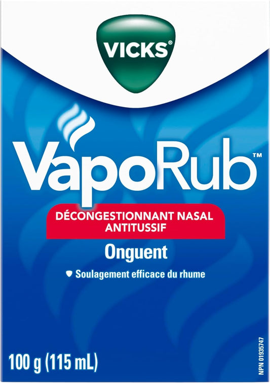 Vicks VapoRub 鼻塞緩解劑,止咳藥,緩解感冒、疼痛和疼痛,胸部按摩膏,原味,100 克/115 毫升