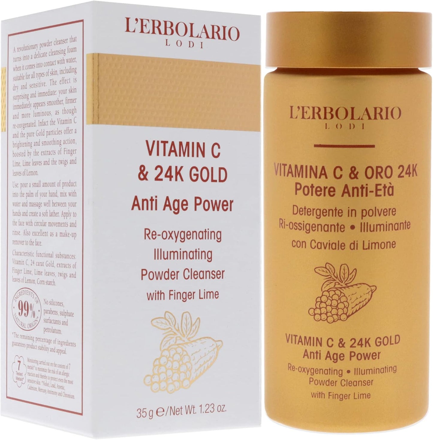 LErbolario VitaminC And 24K Gold Anti-Age Power Cleanser Women 1.23 oz