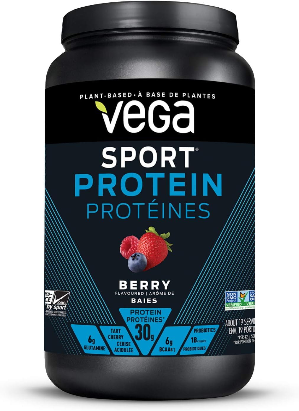 Vega Sport 蛋白粉(莓果味,19 份)+ Vega 多合一素食蛋白粉(混合莓果味,20 份)