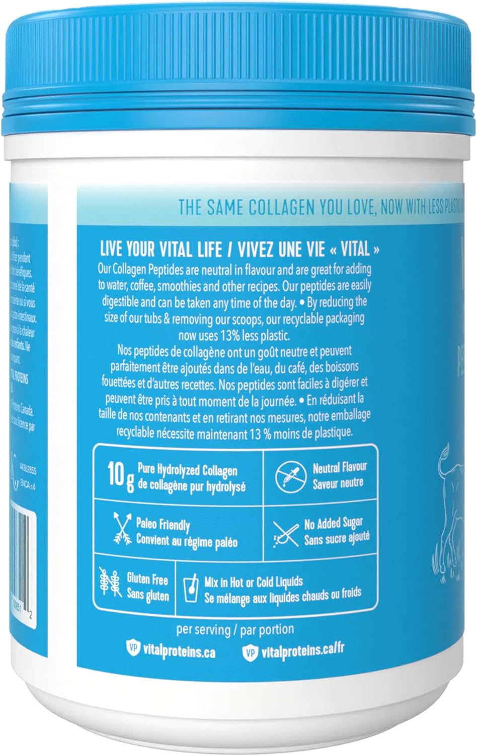 VITAL PROTEINS 牛胶原蛋白粉,水解胶原蛋白(每份)- 无味,284 克