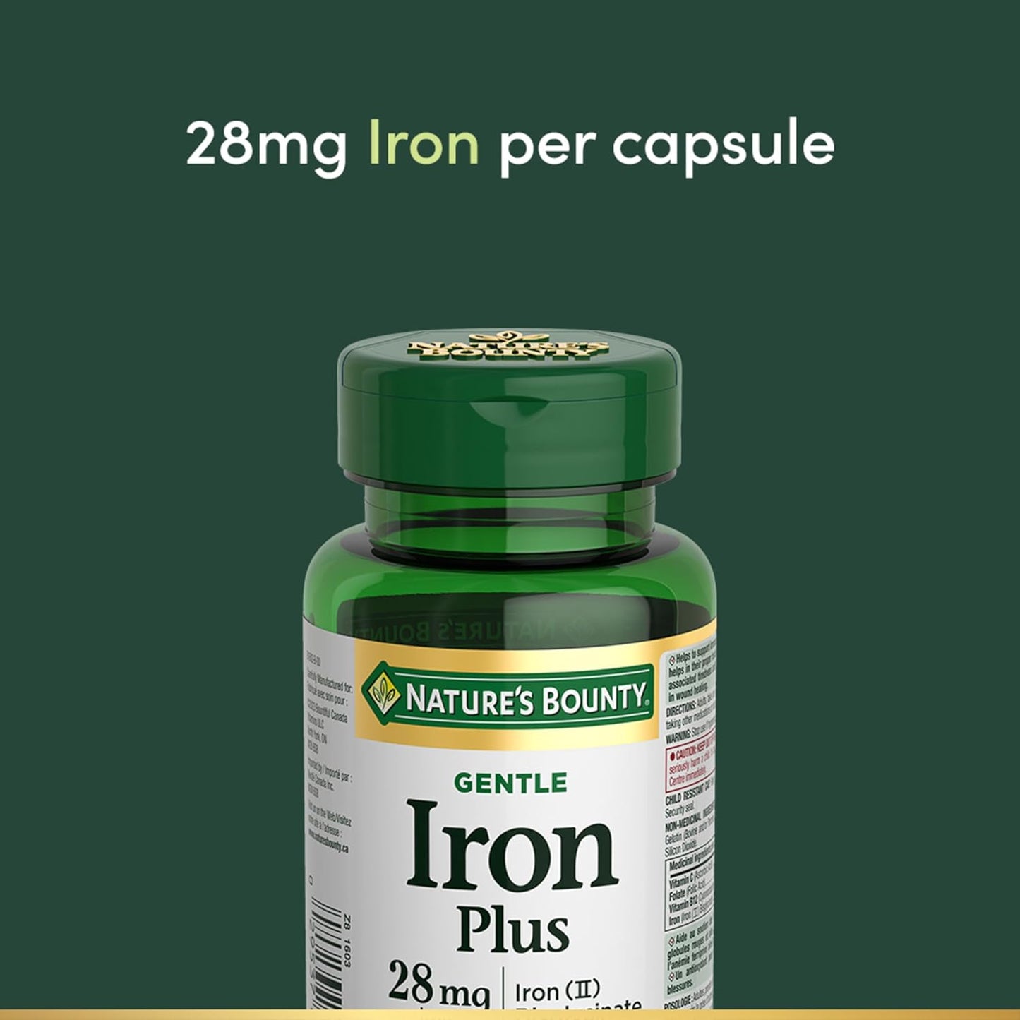 自然之寶 Iron Plus,28 毫克,溫和,有助於預防貧血,支持免疫健康,幫助紅血球形成和功能,幫助傷口癒合,抗氧化劑,膠囊,49 克