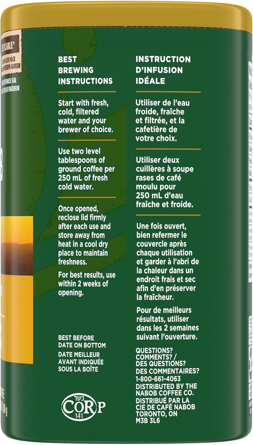 Nabob 340 克中度烘焙早餐混合咖啡,6 支裝