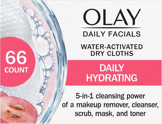 Olay Daily Facials 5-In-One Hydrating Cleansing Cloths with Grapeseed Extract, 66 Count & Regenerist Micro-Sculpting Scrub Facial Cleanser, Face Wash, 150 ml