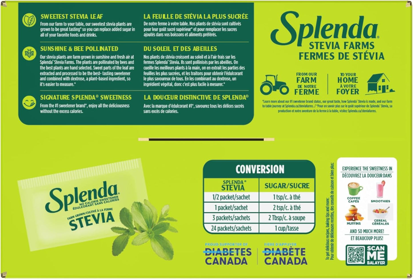 SPLENDA Stevia No Calorie Sweetener, Sugar Substitute Packets, 400 Count (Pack of 1)
