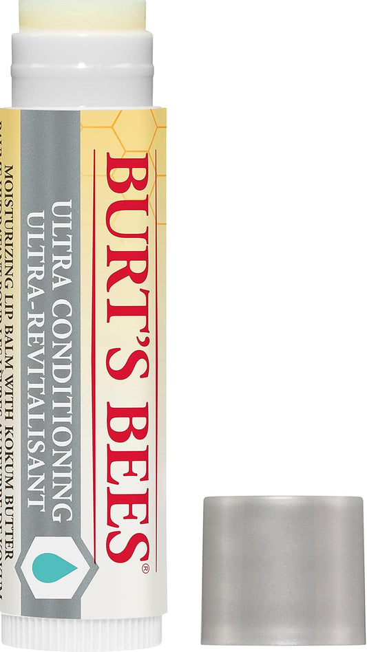 Burt's Bees 100% 天然保濕潤唇膏,適用於乾裂嘴唇,超強修護唇部 - 2 件裝 - 可可脂、乳木果油和可可脂,無香型