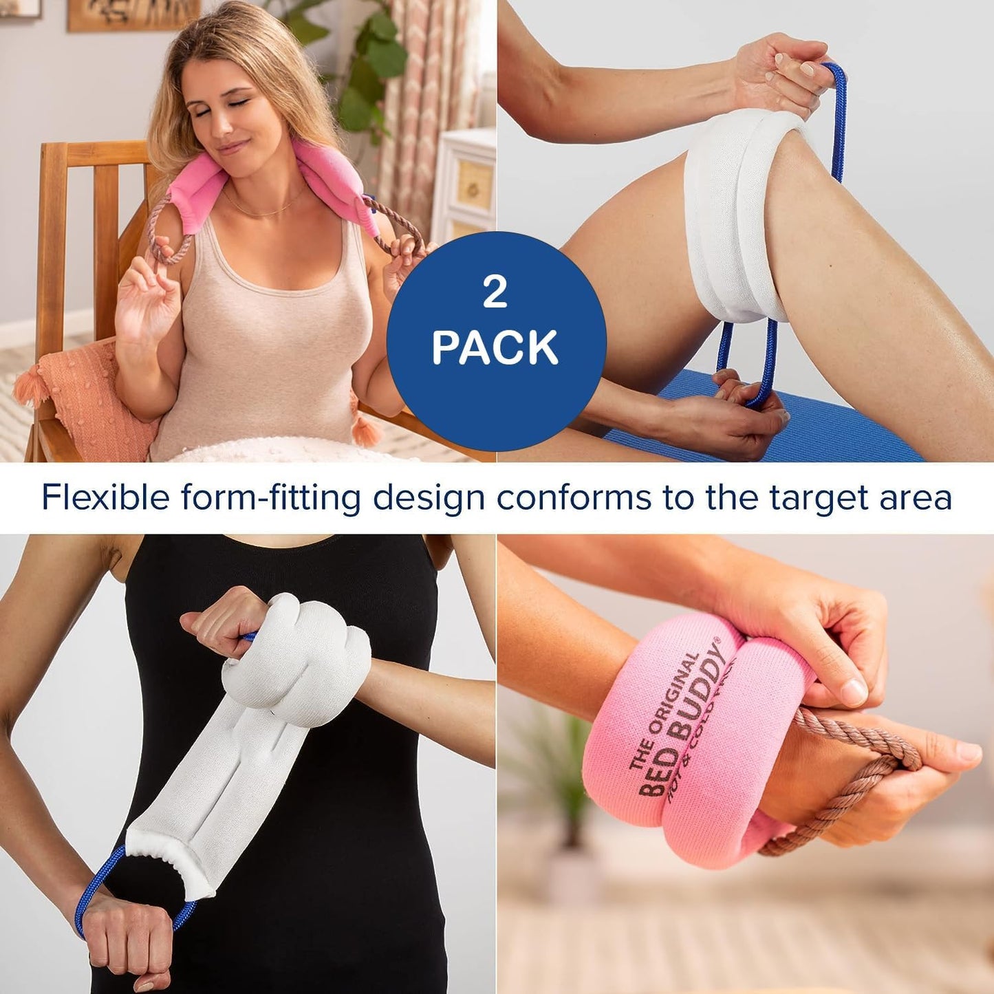 Bed Buddy 香薰加热垫和冷却颈巾,2 件装,无香型和薰衣草香型 - 微波加热垫,缓解肌肉酸痛 - 冷敷包,缓解疼痛