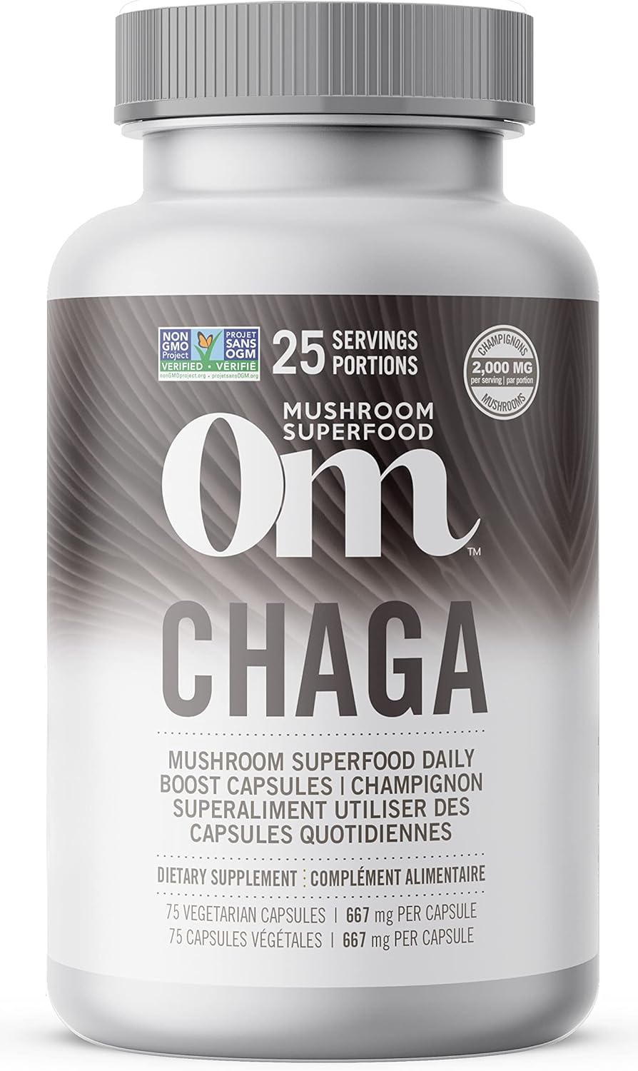 Om Chaga 蘑菇 667 毫克 75 粒胶囊 75 液体盎司