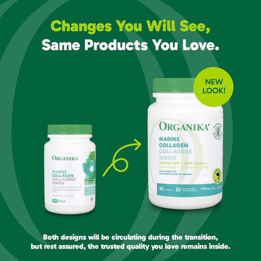 Organika 加拿大製造海洋膠原蛋白膠囊 - 鮭魚膠原蛋白 - 皮膚、頭髮和指甲支撐 - 優質採購 - 90 粒膠囊