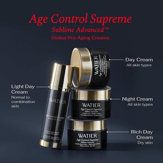 Watier Age Control Supreme Sublime Advanced Rich Day Cream,全球抗衰老護膚品,抗衰老霜,強效滋養,平滑和豐盈,乾性皮膚,50 毫升