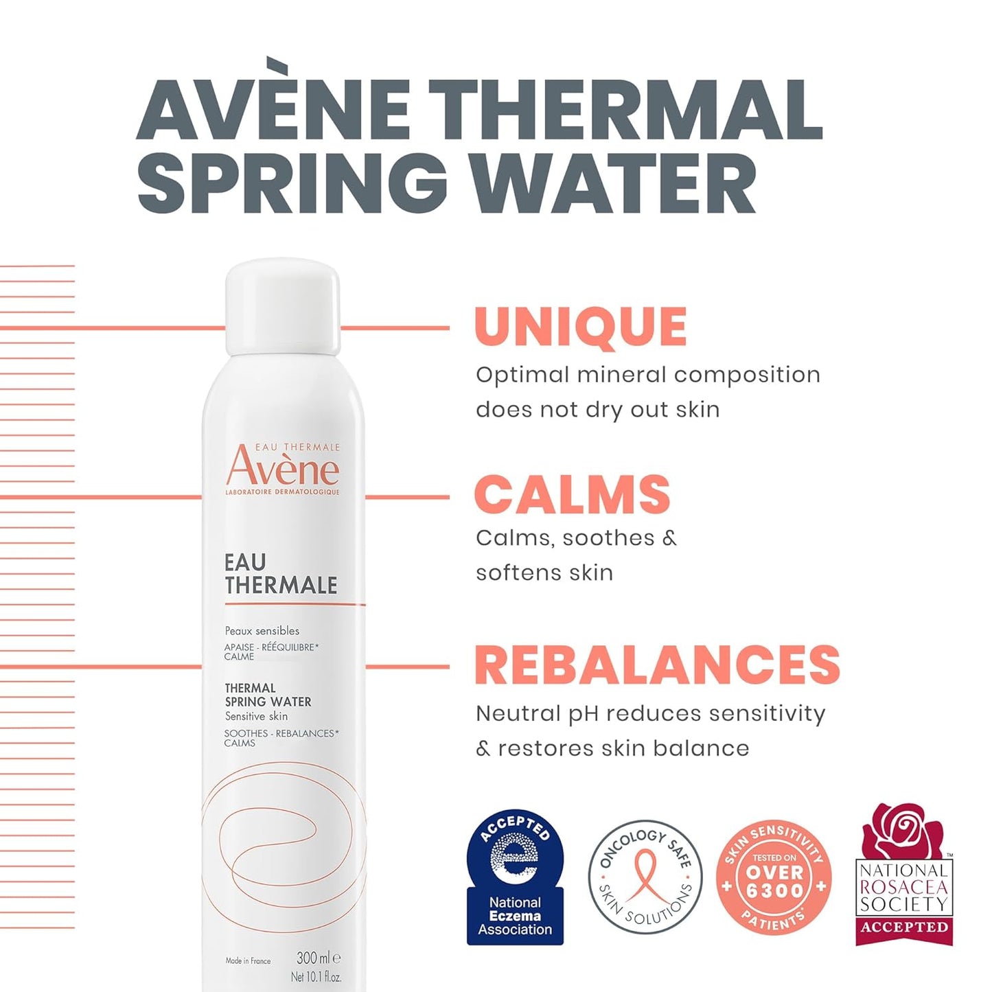 Eau Thermale Avene Thermal Spring Water, Soothing Calming Facial Mist Spray, Microbiome rebalancing, for Sensitive Skin