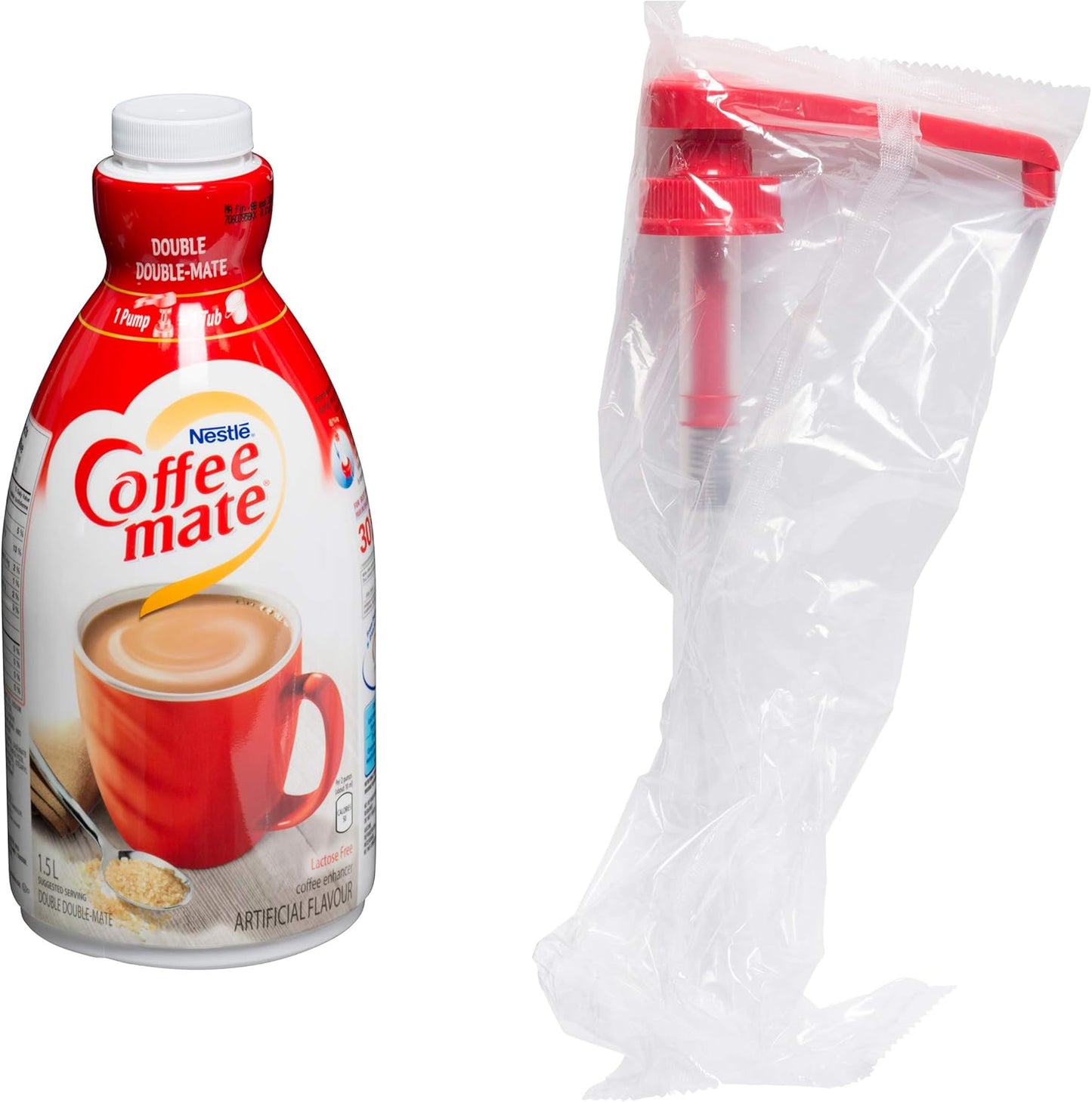 COFFEE-MATE 液体咖啡奶精,不含乳糖,双倍,无需冷藏,1.5 升泵瓶(2 瓶装)