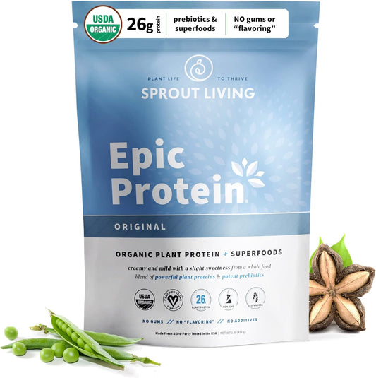Sprout Living Epic 蛋白粉原味 1 磅,原味,1 磅