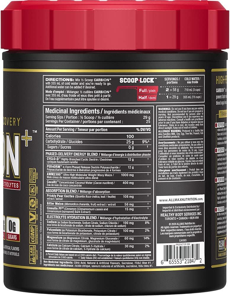 ALLMAX Nutrition - CARBION+(补水、耐力和恢复)- 蓝冰 - 725 克
