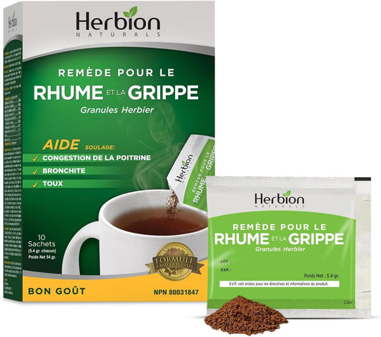 Herbion Naturals 感冒和流感颗粒 | 凉茶 | 止咳 | 咽喉痛 | 10 袋