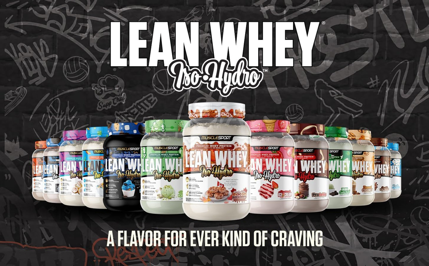 MuscleSport Lean Whey Protein Powder - Whey Protein Isolate - Low Calorie, Low Carb, Low Fat, Incredible Flavors - 25g Protein per Scoop - 2lb Vanilla Ice Cream