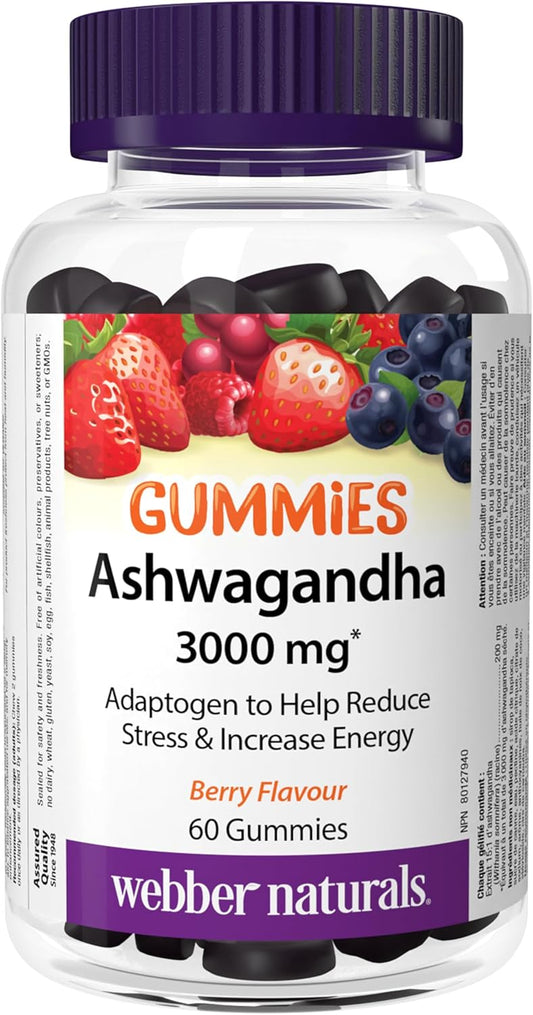 Webber Naturals 南非醉茄軟糖,60 顆漿果味軟糖,有助於減輕壓力、增強活力,純素