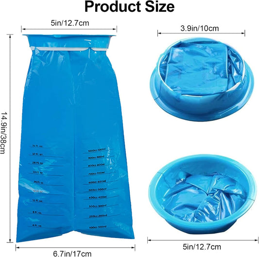 Harewu 24 Pcs Vomit Bags Disposable 1000ml High Density Vomit Bags,Portable Emesis Bags, for Morning Sickness, Kids, Pregnant Women, Taxis Drivers, Car Motion Sickness(Blue (24pc)