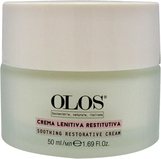 Olos Soothing Restorative Cream - Face Moisturizer - Face Lotion for Stress Signs and Redness - Face Cream with Aloe, Macadamia, Avocado Oil - 1.7 oz