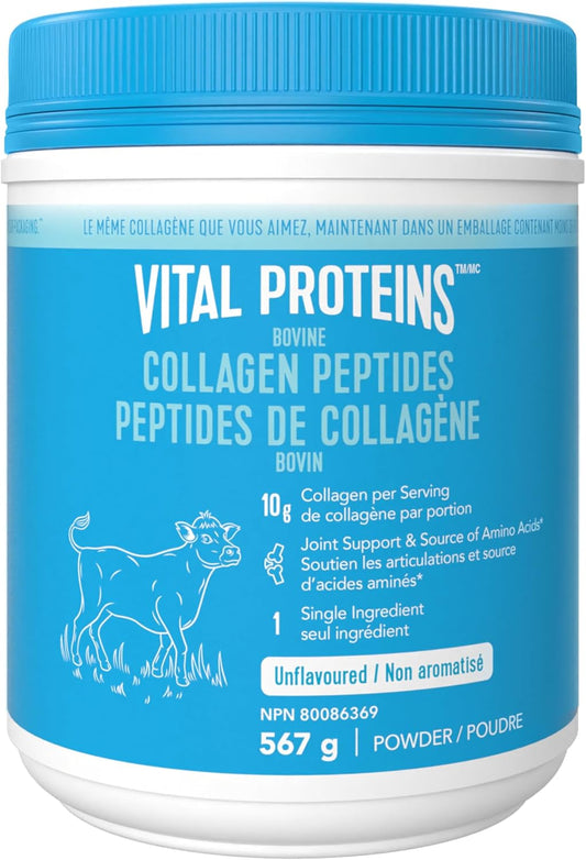 VITAL PROTEINS 牛膠原蛋白肽粉,有助於形成膠原蛋白並減輕與骨關節炎相關的關節疼痛,氨基酸來源,不添加糖,不含人工色素或香料,567 克