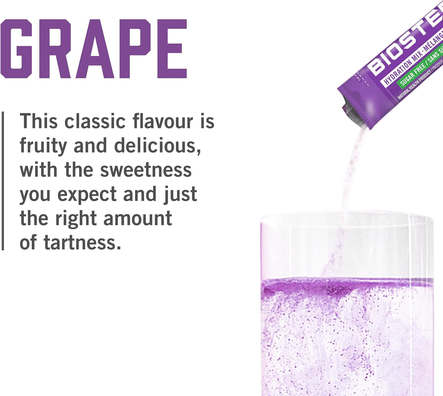 BioSteel Hydration Mix, Proudly Canadian - Great Tasting Hydration with Zero Sugar, and No Artificial Flavours or Preservatives, Grape Flavour, 24 Single Serving Packets