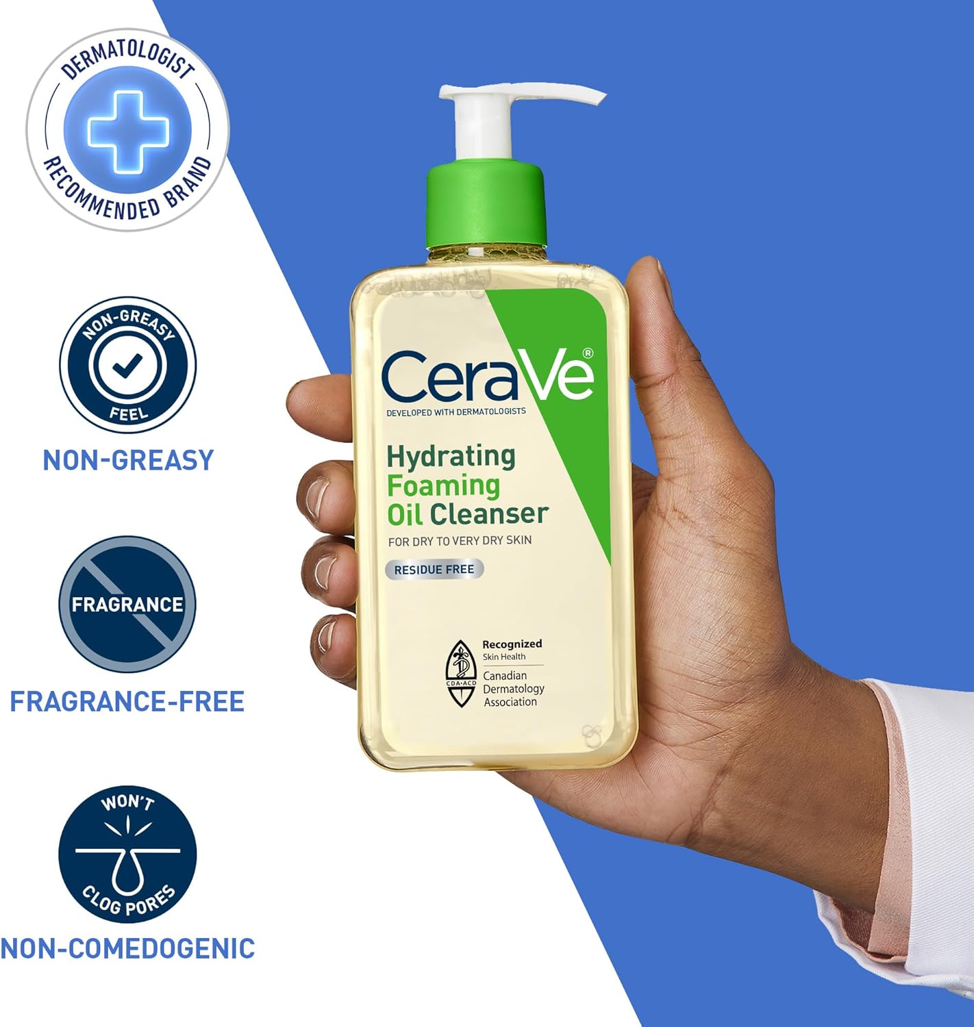 CeraVe 臉部油性潔面乳,保濕泡沫潔面乳,含角鯊烯油、透明質酸和神經醯胺,適合乾性至極乾性肌膚,不油膩,不致粉刺,無香型,562 毫升