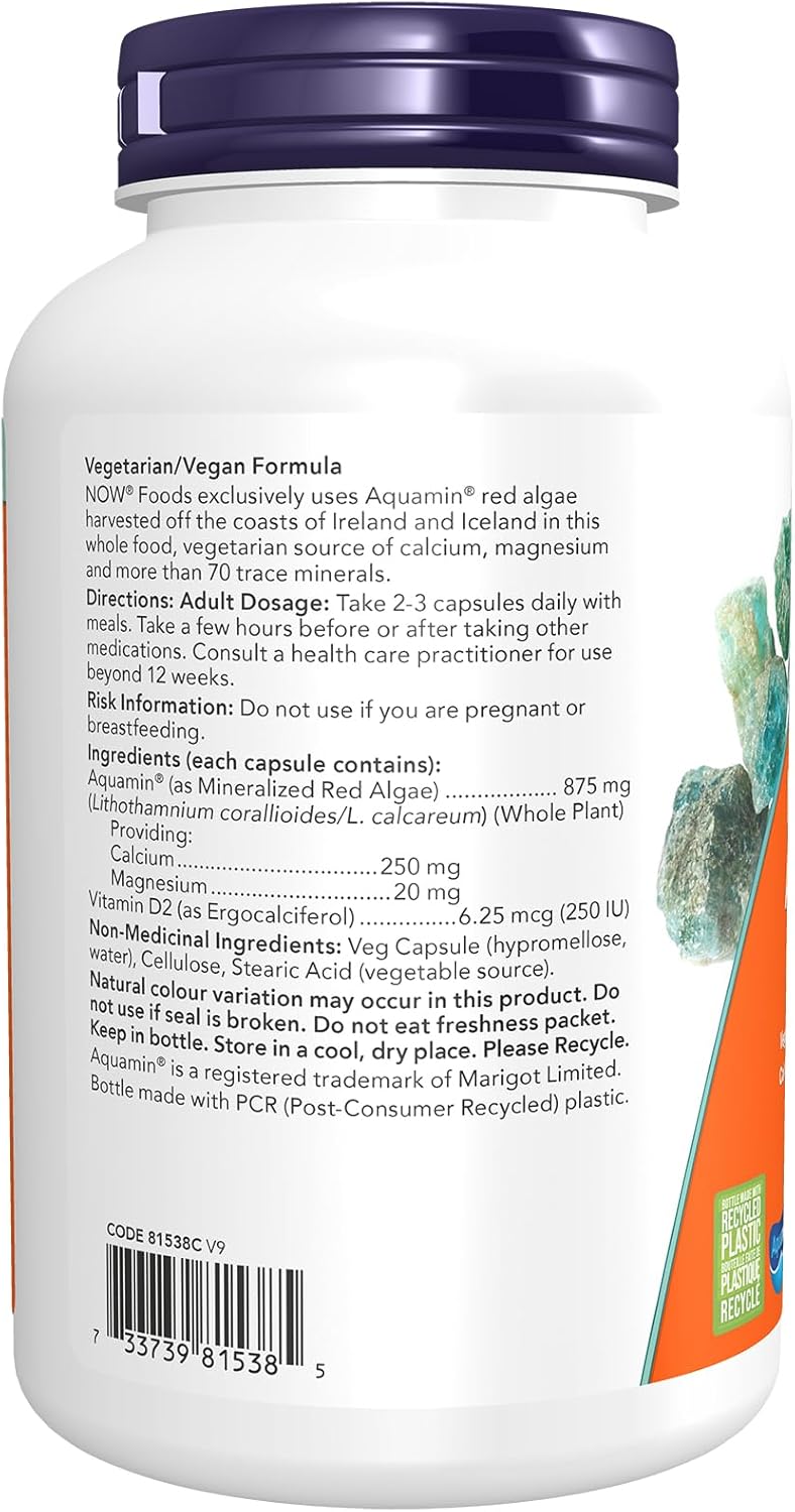 NOW Supplements, 紅礦物藻加維生素 D-2,關節健康,180 粒素食膠囊