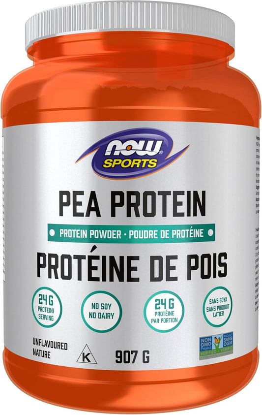 NOW Sports, Pea Protein 24 g, Fast Absorbing, Plant Based, Unflavoured Flavoured, 907g