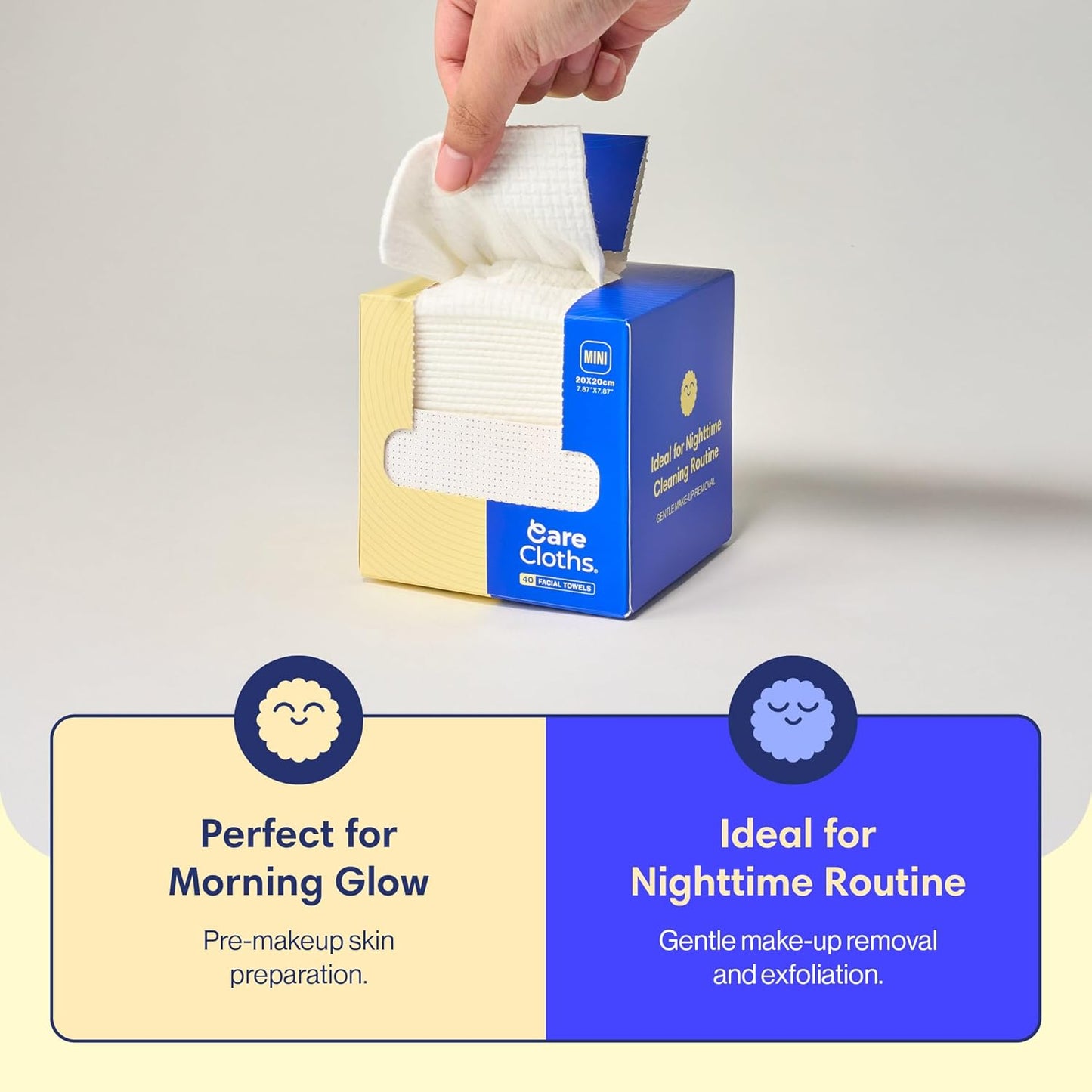 Carecloths™ Ultra Deluxe Disposable Face Towel, Fragrance & Lint-Free, 100% Biodegradable, Cloths Like Feel, 40ct, MINI Size 7.87" x 7.87"