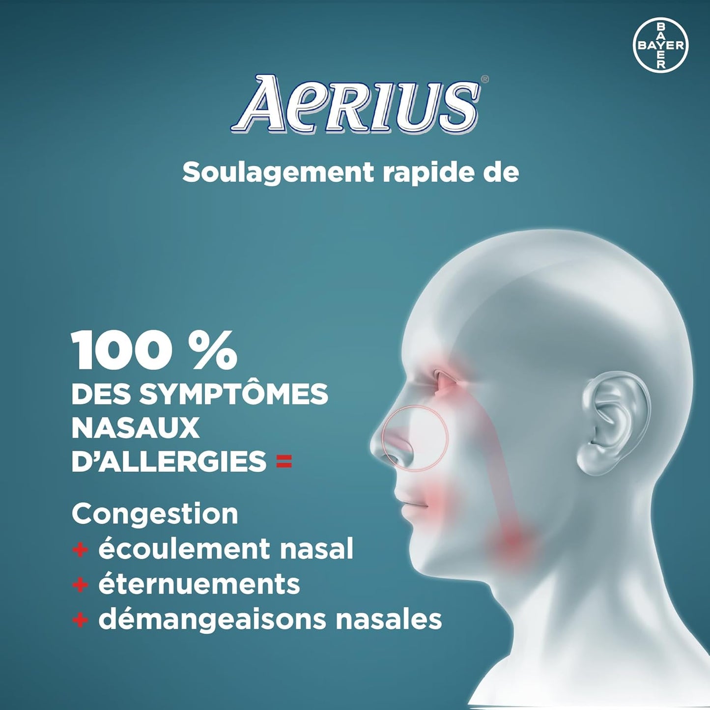 AERIUS Allergy Medicine, Fast Relief, 24-Hour, Non-Drowsy, 15 Symptoms, 70 Tablets