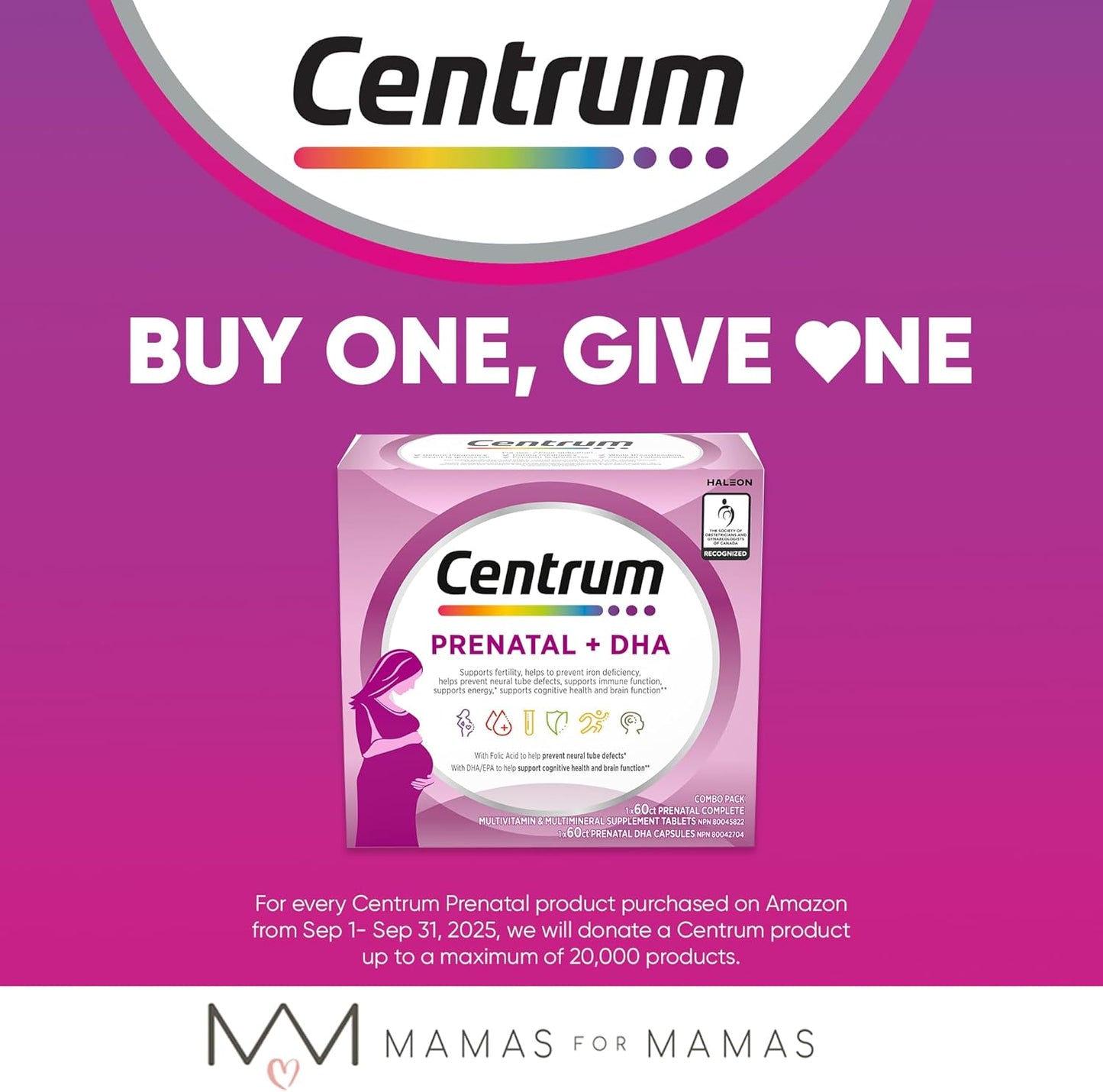 Centrum 产前多种维生素/矿物质,含叶酸和 DHA,多种维生素补充剂,含 Omega 3,60 片产前片剂和 60 粒 DHA 软胶囊(共 120 粒)(包装可能有所不同)