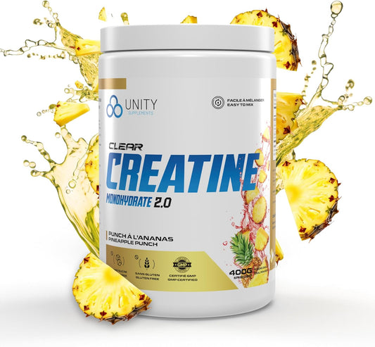 Unity Supplements 調味肌酸一水合物粉 - 促進肌肉生長、恢復、力量和性能 - 5 克純肌酸 - 60 份(400 克) - 易混合配方(菠蘿味)