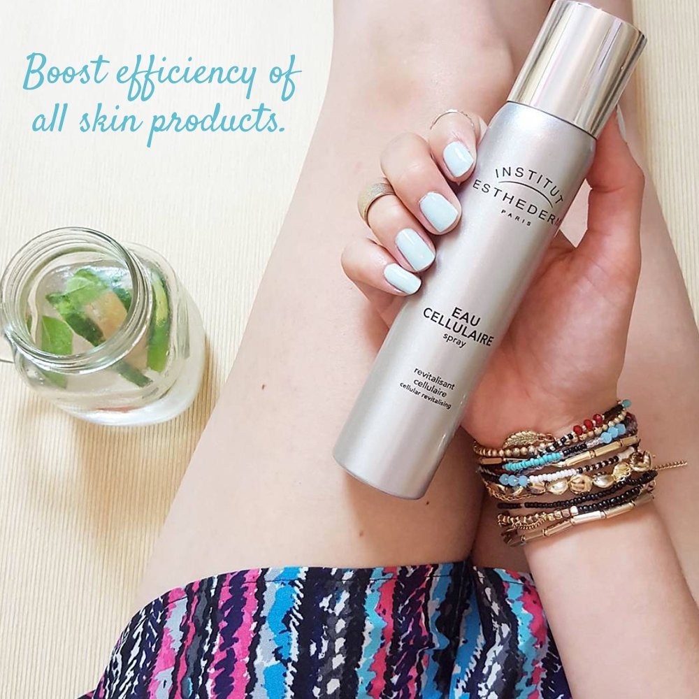 Institut Esthederm - Cellular Water Face Mist - Energizing, Hydra-booster, Enrichied in Acid Hyaluronic, Moisturizing Effect - All Skin Types, 100 mL.