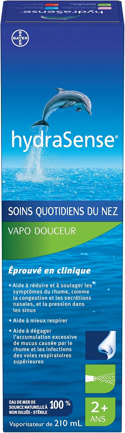 hydraSense Gentle Mist Nasal Spray, Daily Nasal Care, 100% Natural Source Seawater, Preservative-Free, 210 mL