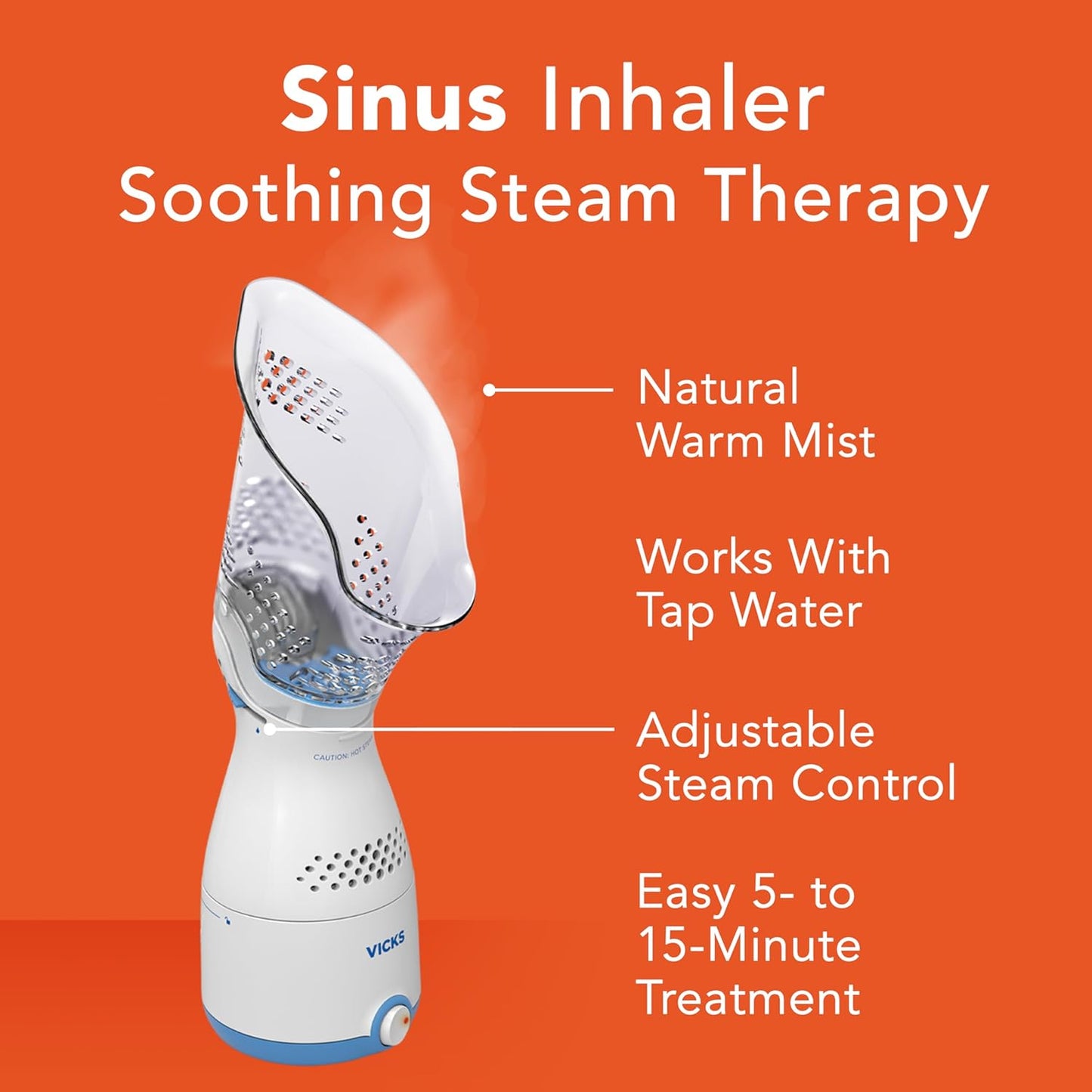 Vicks VIH200CV1 Corded Personal Sinus Steam Inhaler, Non-Medicated Steam Relief for Cough and Nasal Congestion from Colds, Seasonal Allergies and Sinusitis