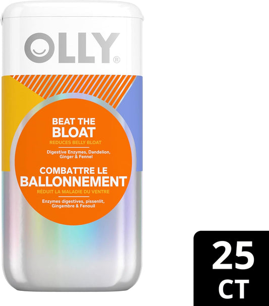 OLLY 消脹膠囊,緩解腹脹,緩解脹氣和水腫,消化酶,素食,女性補充劑 - 25 粒