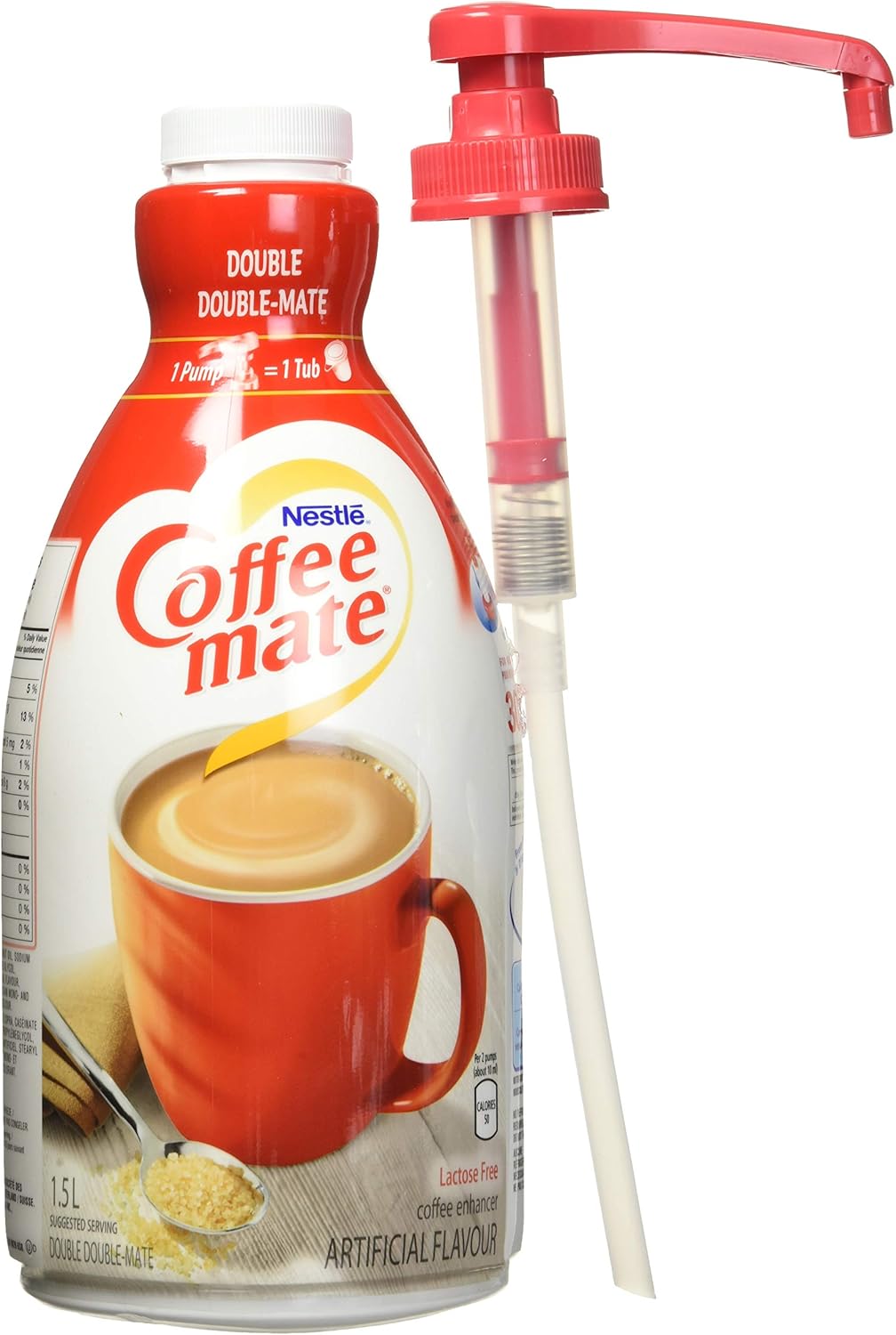COFFEE-MATE 液体咖啡奶精,不含乳糖,双倍,无需冷藏,1.5 升泵瓶(2 瓶装)